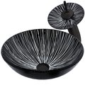Novatto Black and Silver Painted Glass Vessel Sink Set in Matte Black NSFC-023001MB
